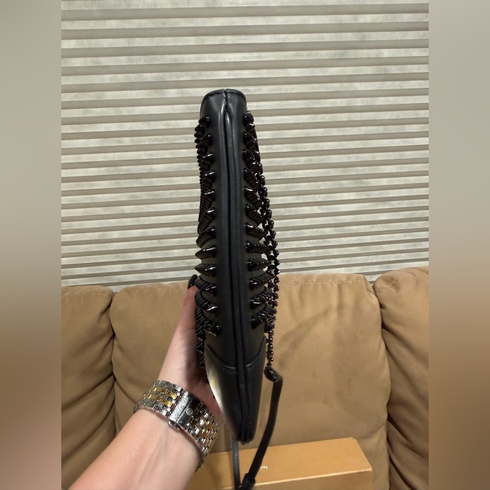 NWT Christian Louboutin Black Spiked Leather Bag - Picture 7 of 10